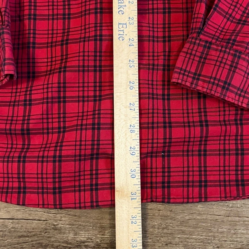 VTG Polo Ralph Lauren Cotton Whitfield Flannel Shirt Red Plaid Men Sz‎ Large C21